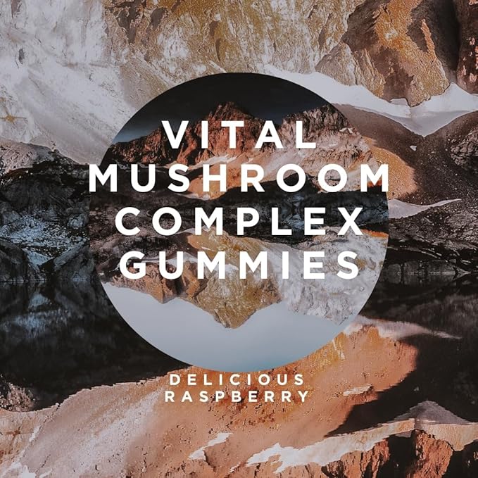 Vital Mushroom, Super Complex Blend Gummies, Nootropic, Cognitive Clarity, Gut Support, Immune Fortifying, Delicious Raspberry Flavor.