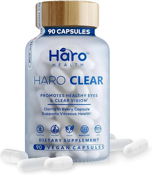 Lutein Supplement, HARO Clear AREDS 2 Eye Vitamin & Mineral Supplement, Contains Lutein and Zeaxanthin - Eye Strain and Blue Light Defense (90 Vegan Capsules)