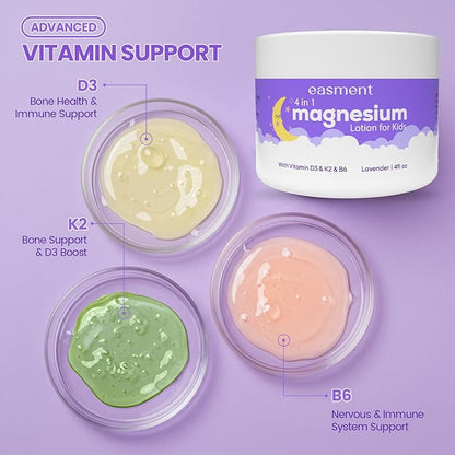 Magnesium Lotion for Kids Sleep: Gentle Lavender Formula with Vitamins D3, K2 & B6 – Nourishing Cream for Sensitive Skin, Safe for Babies & Perfect for Daily Use