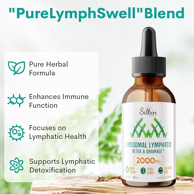 Liposomal Lymphatic Drainage Drops - Immune and Lymphatic Support Supplements - Detox Cleanse - Lymphedema Relief - PureLymphSwell Blend,Echinacea & Dandelion - 2 fl oz，30 Servings
