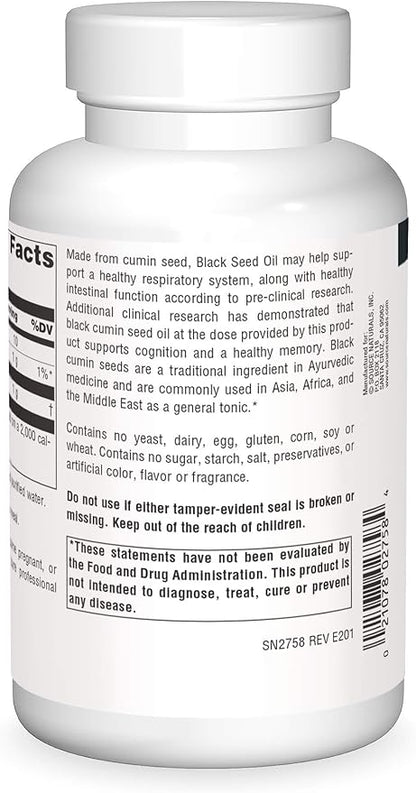 Source Naturals Black Cumin Seed Oil for Respiratory Support - 240 Softgels