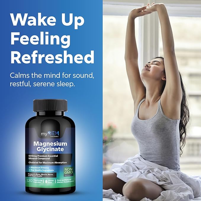 Magnesium Glycinate, 500mg Premium Essential Mineral Compound, Chelated for Maxium Absorbtion, Supports Bone, Muscle, Nerve, and Heart Health (60 Servings)