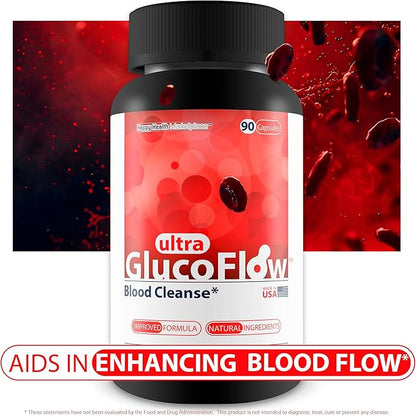 Ultra Gluco Flow - Improved Formula - Our Best Blood Cleanse Detox Cleanse Blood Support Pills - Blood Health Blood Circulation Pills Detox Cleanse Blood Gluco Bio Sweet Relief Glycogen Support
