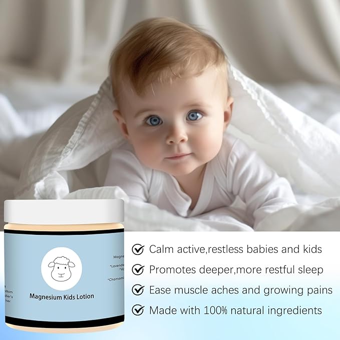 Magnesium Lotion for Kids,Magnesium Lotion for Sleep Kids,Topical Magnesium Cream to Help Calm Before Bed and During the Night,8 sheep Magnesium Cream - Kid Safe, 4 oz (2)