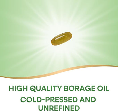 Nature's Way Borage Oil, Cold Pressed & Unrefined, GLA Supplement, 300 mg GLA and 440 mg Linoleic Acid per Serving, 60 Softgels (Packaging May Vary)