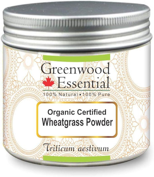 Pure Wheatgrass Powder (Triticum aestivum) Organic Certified 100% Natural Therapeutic Grade 100gm (3.5 oz)