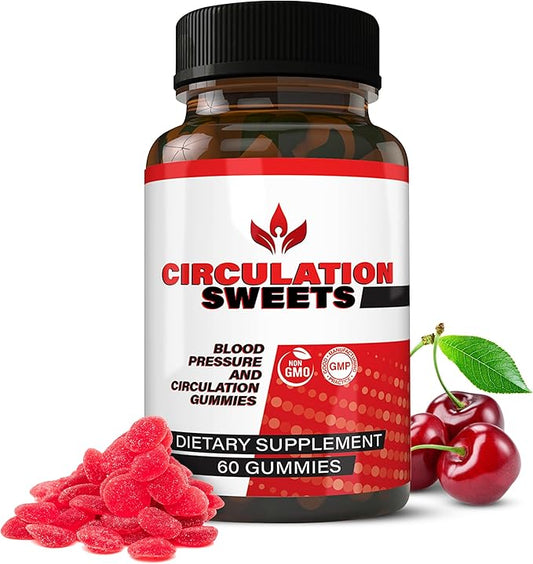 Circulation Sweets Beet Root Gummies - High Blood Pressure Supplements with S7, Beetroot & Pomegranate - Supports Circulation, Energy & Neuropathy Relief - 60 Non-GMO Gummies