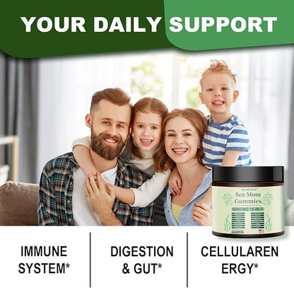 New Sea Moss Gummies - 6000 MG 16-in-1 Formula, Vegan, 30 Gummies - Support Digestion, Enhance Daily Wellnes