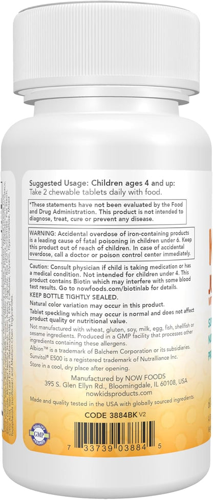 NOW Kids Supplements, Kid Vits Multivitamin, Juicy Orange, 60 Chewable Tablets