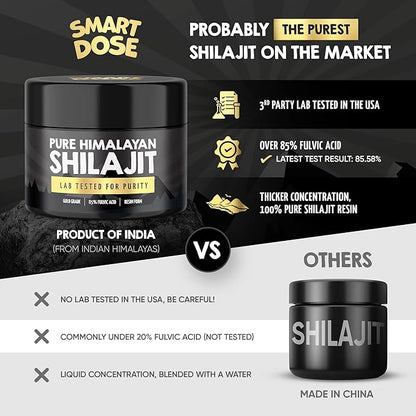 Pure Himalayan Shilajit Resin - Over 85% Fulvic Acid & Large Jar w/ 125 Servings - Probably The Purest Shilajit on The Market - US Lab Tested (Medium Jar, Himalayan Shilajit (Medium))