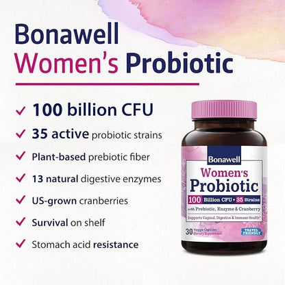 Bonawell Probiotics for Women & Tart Cherry Bundle, Women’s Health, Digestion & Immunity, Uric Acid Control and Cleanse