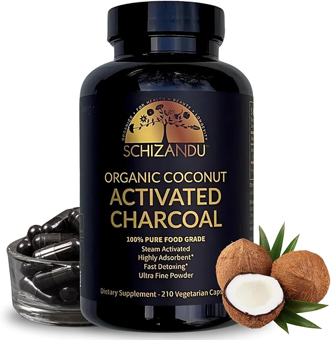 Activated Coconut Charcoal Capsules- Supports Health - Vegan, Organic, Non-GMO, No Additives - X-Large Bottle 210 Count