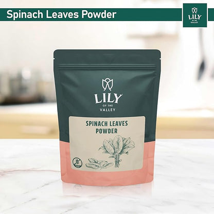 Lily of the Valley Spinach Powder - Green Superfood Powder for Juice, Smoothies, Soups, Baked Dishes & Recipes - Vegan & Gluten-Free - Packed in Resealable Pouch (16oz, 453g)