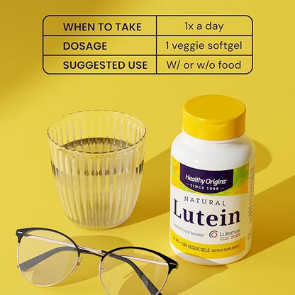Healthy Origins Lutein 20 mg (Lutemax 2020 with Zeaxanthin, Non-GMO, Vegan, Eye Support), 180 Veggie Gels