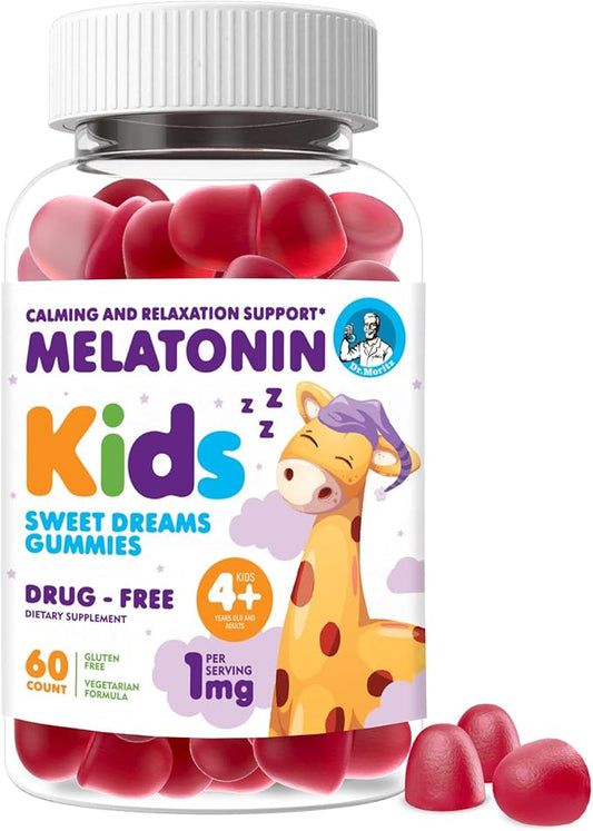 DR. MORITZ Melatonin Gummies for Kids and Adults Childrens Gummy with Strawberry Flavor - Chewable 1mg Melatonin Gummies for Teens – Melatonin for Kids (60 Count)