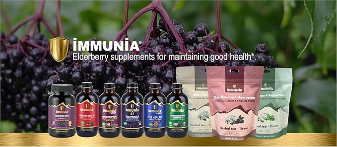 Immunia Elderberry & Wild Blueberry Concentrate. Strengthen Your Immune System Naturally. Delicious Taste. 24-Day Supply. (1-Pack)