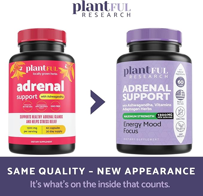 Adrenal Support & Cortisol Manager Supplement │Ultra High Purity Adaptogens, Ashwagandha Extract, Rhodiola Rosea Capsules for Natural Energy, Fatigue, Mood Boost Non GMO
