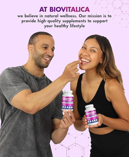 BIO VITALICA Quercetin Gummies by BioVitalica - Quercetin with Bromelain Vitamin C and Zinc & Elderberry + Vitamin D3-5 in 1 Immune Support - Zinc Quercetin 750 mg for Kids and Adults (1)