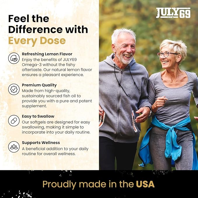 Omega 3 Fish Oil - 1200 MG Fish Oil, 720 MG Omega 3, Lemon Flavor, 60 Softgels, Natural EPA-DHA Softgels for Strength & Health, High Potency, Support for Women & Men