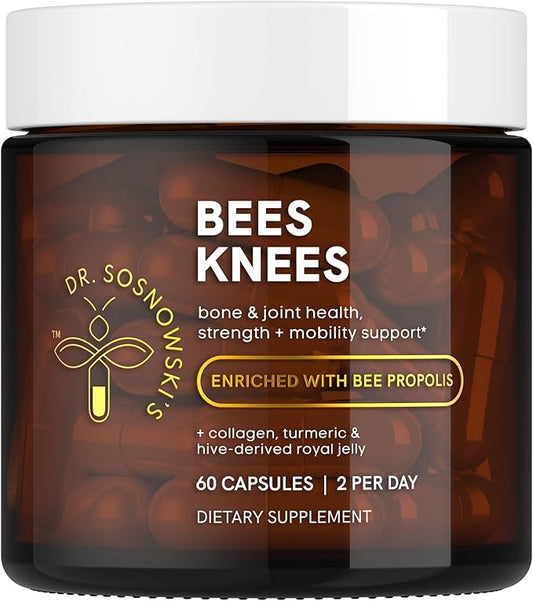 Dr Sosnowski's Bees Knees Bone Health Ultimate Support for Inflammation Relief, with Collagen, Vitamin C, Turmeric and Bee Propolis | Vegetable Capsules, 60ct