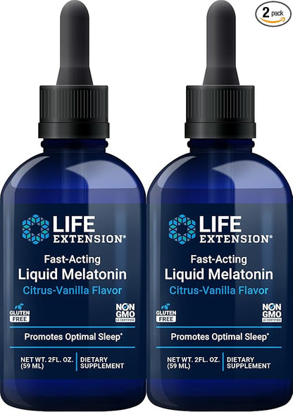 Life Extension Fast-Acting Liquid Melatonin (Citrus-Vanilla), 2 Fluid Ounces (Pack of 2)
