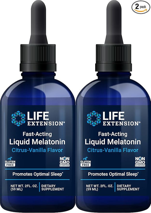 Life Extension Fast-Acting Liquid Melatonin (Citrus-Vanilla), 2 Fluid Ounces (Pack of 2)