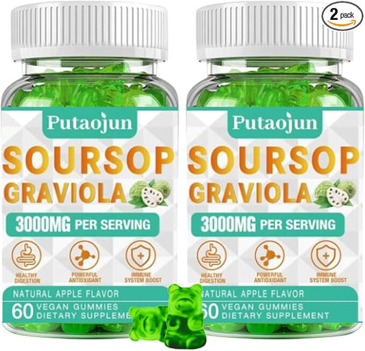 Soursop Graviola Extract 2000 MG | Soursop Leaves Extract | Soursop Gummies Healthy & Soursop Fruit for Adults | Non-GMO | Vegan, Pack of 2