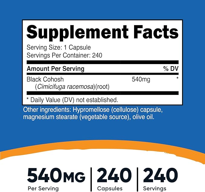 Nutricost Black Cohosh 540mg, 240 Capsules - Non-GMO, Gluten Free