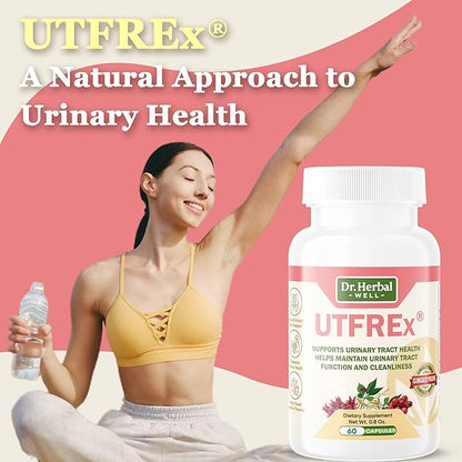 UTFREX Clinically Proven Urinary Tract UTI Health Supplement Natural Support Cleanse Flush Protect (No Probiotics & D-Mannose) – 60 Capsules