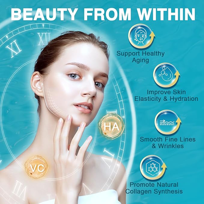 Marine Collagen Peptides Powder with MSM + GC, Multi Type I & III Collagen with Hyaluronic Acid, Vitamin C & E for Skin, Hair & Nails, Wild-Caught Fish, 50 Servings