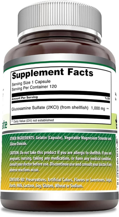 Amazing Formulas Glucosamine Sulfate 1000 mg Capsules Supplement | Non-GMO | Gluten Free | Made in USA (3 Pack | 120 Count)