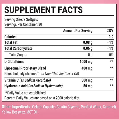 Liposomal Glutathione Softgels 1500MG, Reduced Glutathione Supplement with Vitamin C, Better Absorption, Non-GMO Powerful Antioxidant for Healthy Aging, Detox, Immune Health, 180 Softgels