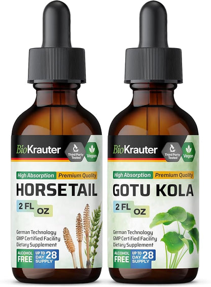 BIO KRAUTER Horsetail Tincture 2 Fl. Oz. & Gotu Kola Tincture 2 Fl. Oz.