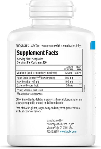 Kyolic Aged Garlic Extract Formula 106, Circulation Health, 300 Capsules (Packaging May Vary)
