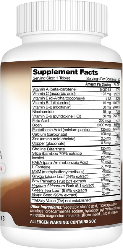 Best Earth Naturals Beard Growth Formula for Men Vitamins, Nutrients, Biotin, Saw Palmetto, and PABA for Facial Hair Growth 30 Count