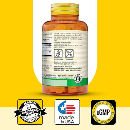 MASON NATURAL Vitamin B12 500 mcg with Calcium, Supports Energy & Nerve Health, 100 Tablets, Pack of 3