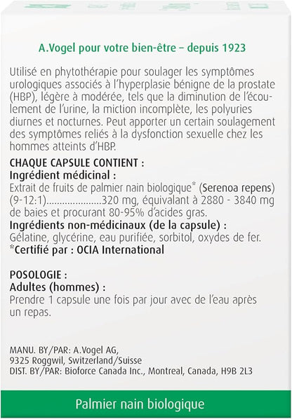 A. Vogel Prostate 1 - Organic Saw Palmetto Prostate Support Supplement - 85 Percent Fatty Acids - Clinically Proven Efficacy (60 capsules)