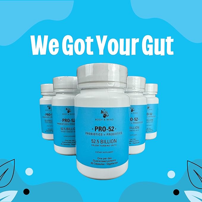 Pro-52 Probiotics + Prebiotics Supplement, 52.5 Billion CFU, 30 Vegetarian Capsules.