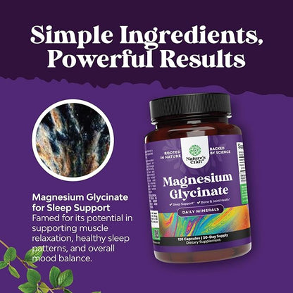 Pure Magnesium Glycinate 400mg Per Serving - Vegan High Absorption Chelated Magnesium Capsules for Women & Men 400mg for Mood Sleep and Relaxation Support - 30 Servings