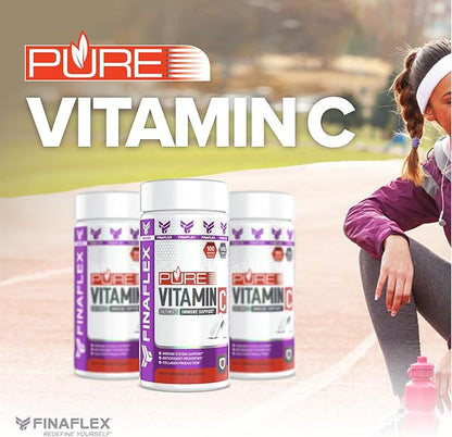 FINAFLEX Pure Vitamin C - 100 Capsules - Promotes Immune System Support & Collagen Production - 1000 mg of Vitamin C Per Serving - 100 Servings