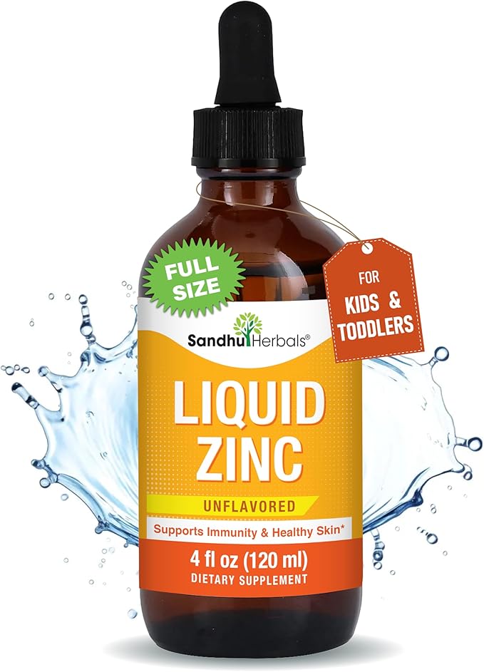 Sandhu Herbals Liquid Zinc Drops 4 Oz & Zinc Capsules 60 Count Supplement | Supports Immune and Skin Health| Made in USA