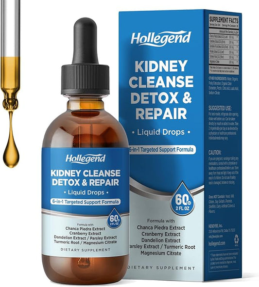 Kidney Cleanse Detox & Repair Liquid Drops, Kidney Support Supplement Enhanced with Chanca Piedra, Cranberry, Dandelion, Parsley, Turmeric Root, Magnesium Citrate, 2 Fl Oz