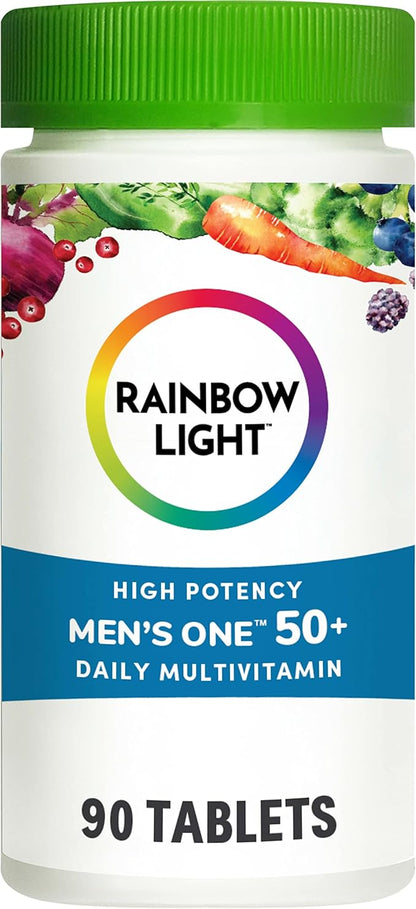 Rainbow Light Multivitamin for Men 50+, Vitamin C, D & Zinc, Probiotics, Men's One 50+ Multivitamin Provides High Potency Immune Support, Non-GMO, Vegetarian, 90 Tablets