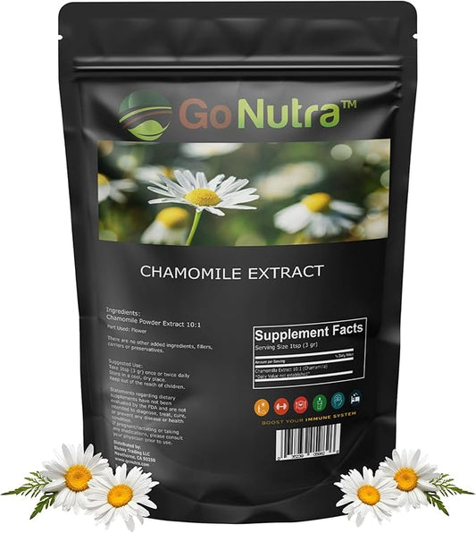 Go Nutra Chamomile Extract Powder 10:1 Strength Apigenin Supplement 8 oz. Herbal Extract