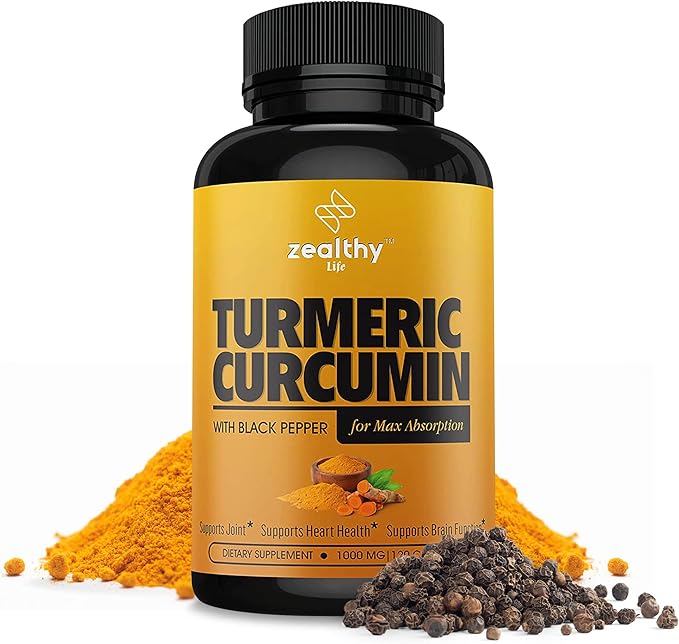 Turmeric Curcumin with Black Pepper – Non-GMO, Organic Turmeric Supplement for Joint Support & Inflammation, Zealthy Life, 60-Day Supply, 120 Capsules
