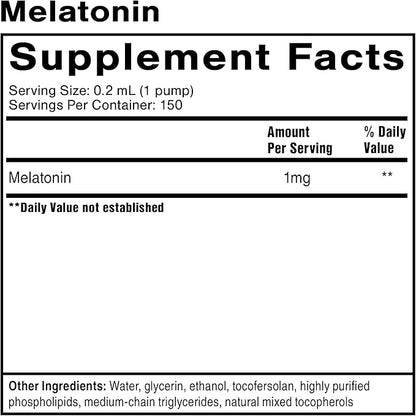 Quicksilver Scientific Liposomal Melatonin - Bedtime, Jet Lag & Immune Support Liquid for Adults - Efficient, Superior Absorption 1mg Melatonin to Minimize Morning Drowsiness (30 ml)