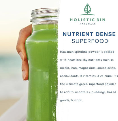 HOLISTIC BIN Blue Spirulina Powder - Organic Blue-Green Algae Supplement, Rich Source of Vegan Protein, Vitamins, & Phytonutrients, Ideal for Smoothies, Baked Goods, & Natural Food Coloring - 50 Grams