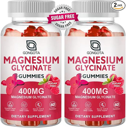 Magnesium Glycinate Gummies 400 mg with 100 mg Composite magnesium - Chelated Magnesium Potassium Supplement with Vitamin D, B6 Supports Calm, Sleep, Memory & Muscle Cramps,Sugar Free - 120 Gummies