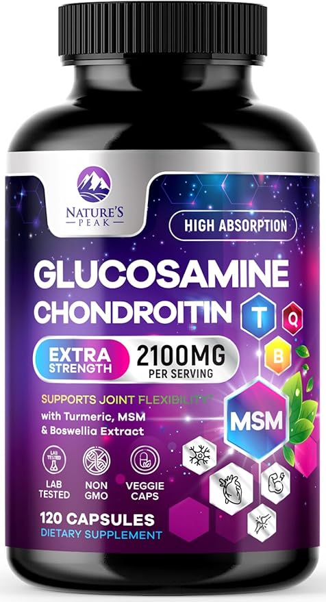 Glucosamine Chondroitin MSM Complex – Joint Supplement with Turmeric, Boswellia & Quercetin – Advanced Formula for Knee, Back, Hand & Hip Discomfort – Mobility & Flexibility Support – 120 Capsules