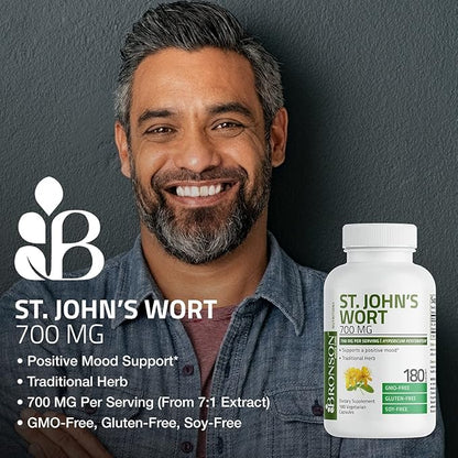 Bronson St. John's Wort 700 MG per Serving Hypericum Perforatum Supports a Positive Mood - Non-GMO, 90 Vegetarian Capsules